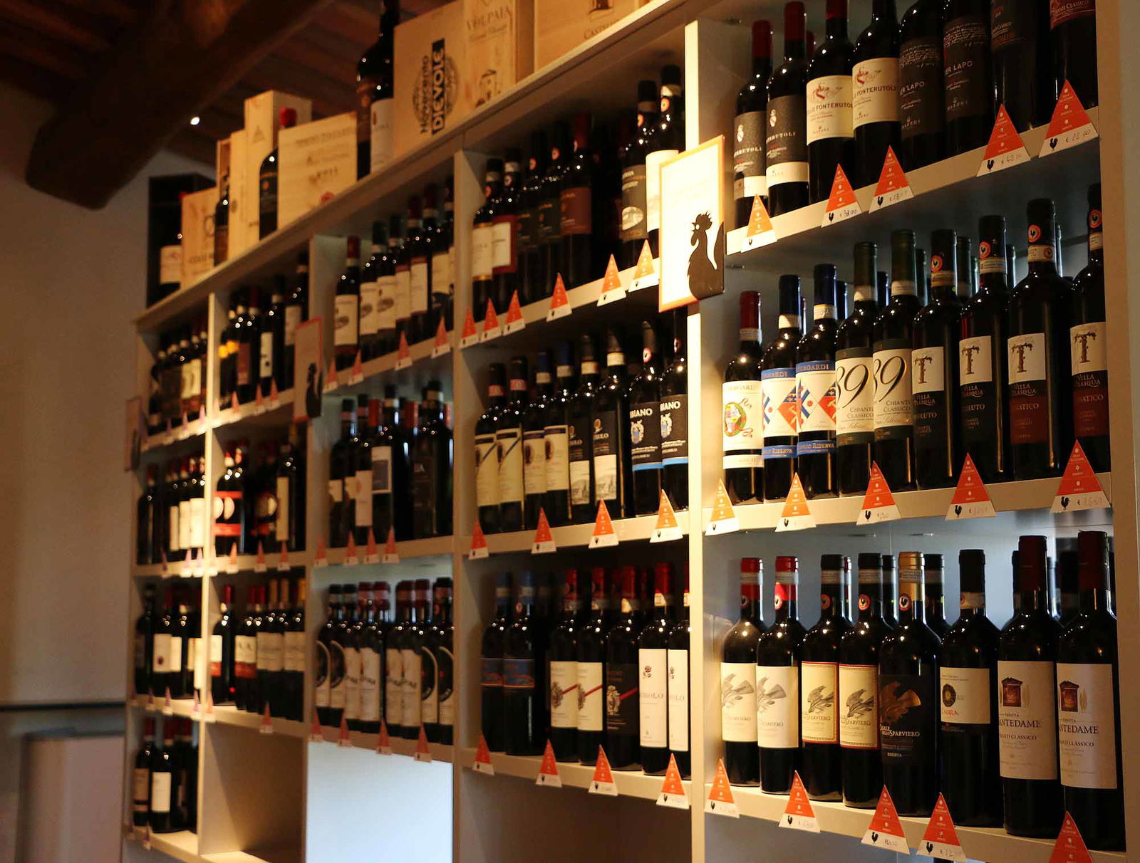 Shopping for wine at a duty free shop at the airport in Tuscany